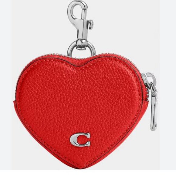 Coach Handbags - COACH Heart clip on zip coin purse - Sport red (Defective)